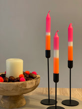 Lade das Bild in den Galerie-Viewer, Bunte Neon Dip Dye Kerzen | Neon Pink Weiß Neon Orange
