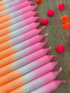 Dip Dye Stabkerze | Pink-Rosa-Weiß-Orange