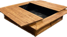 Lade das Bild in den Galerie-Viewer, XXL Sandkasten 160x160cm mit Boden & Abdeckung - Premium Holz-Sandkasten
