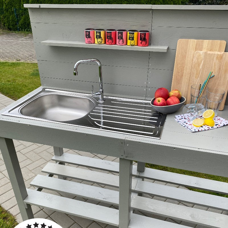 Garten outdooküche mit Spüle in grau