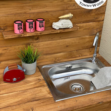 Lade das Bild in den Galerie-Viewer, Spüle mit Wasserhahn in Matschküche eingebaut Detailaufnahme
