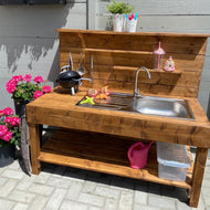 Matschküche Outdoor, wetterfest aus Holz für Kinder