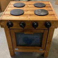Holz-Backofen für Matschküche mit Ofentür und Griff aus natürlichem Holz