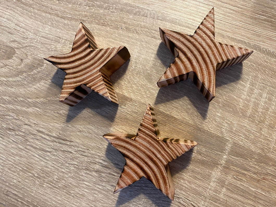 3er-Set Deko Sterne aus Holz flambiert von tommywood.de, Tischdeko, Dekoration