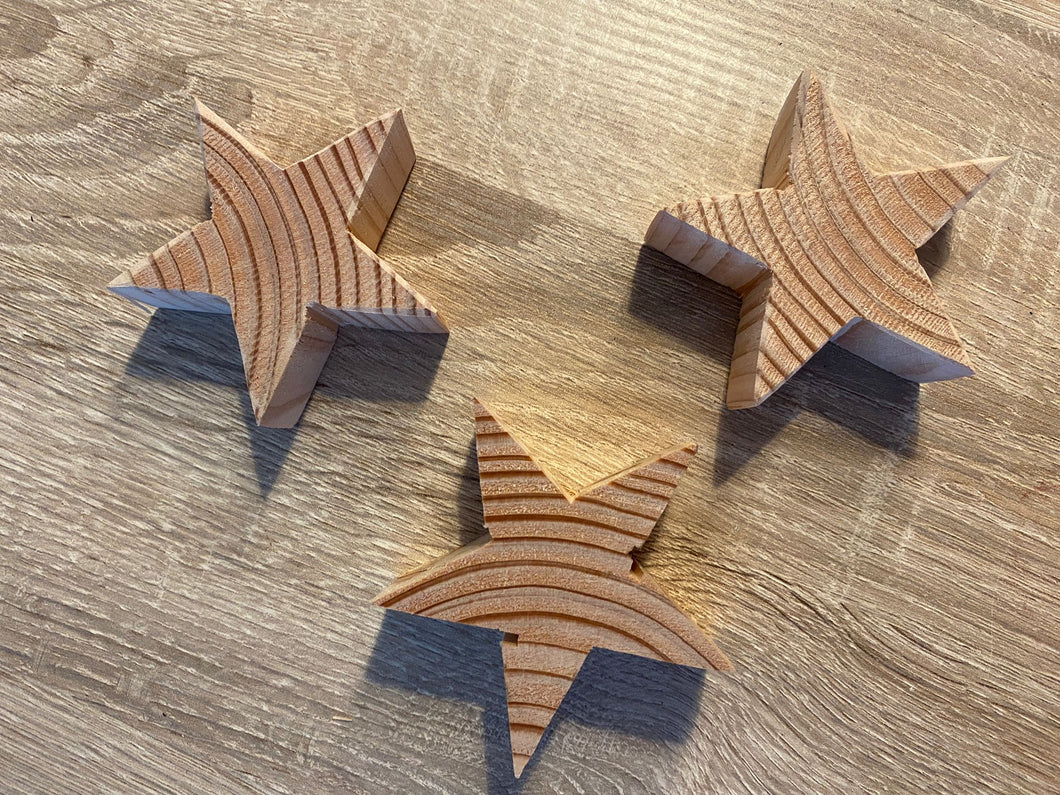3er-Set Deko Sterne aus Holz natur von tommywood.de, Tischdeko, Dekoration