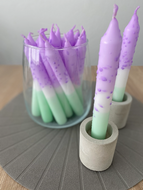 Dip Dye Stabkerze | lila-weiß-mint-gesprenkelt
