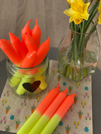 Knallige Neon Dip Dye Kerzen | Orange-Gelb