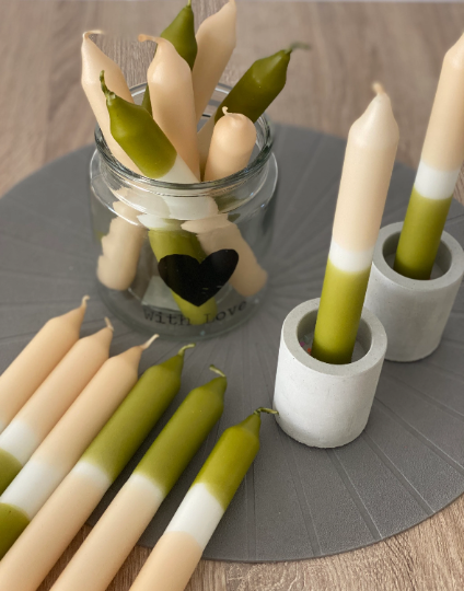 Dip Dye Kerzen | Olive-Beige
